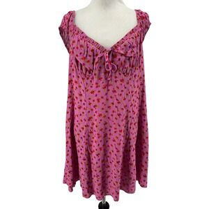 Wild Fable Women's Pink Floral Tie Front Mini Dress Size Large